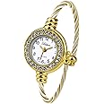 Blekon Collections Women's Cuff Watch - Round Analog Display Arabic Numbers 23mm Case Wire Bracelet Watch for Women Elegant Cable Cuff Bangle Wrist Watch