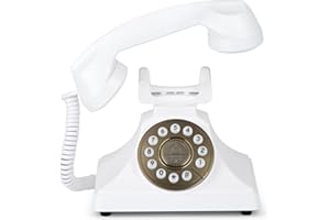 MCHEETA Audio Guest Book Wedding Phone, Wireless Audio Guestbook Phone, Assemble & Reusable Voicemail Recording for Weddings, Graduation Parties and Banquets, Alternative Retro Style (White)