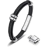 LUCKY2+7 Leather Bracelet for Men with Adjustable Stainless Steel Magnetic Clasp Multi-Layer Braided Mens Leather Bracelet