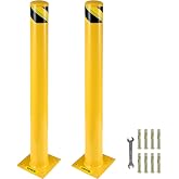 VEVOR Safety Bollard, 48 Inch Height Bollard Post, 5.5 Inch Diameter Steel Pipe Safety Bollard Post, Yellow Steel Bollard, Steel Safety Bollard with 8 Anchor Bolts, Perfect for Traffic-Sensitive Area
