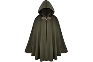LUMEN NATURALE Renaissance Hooded Green Cloak Medieval Velvet Cape with Hood Men Women Capelet for Hobbit Halloween Costume