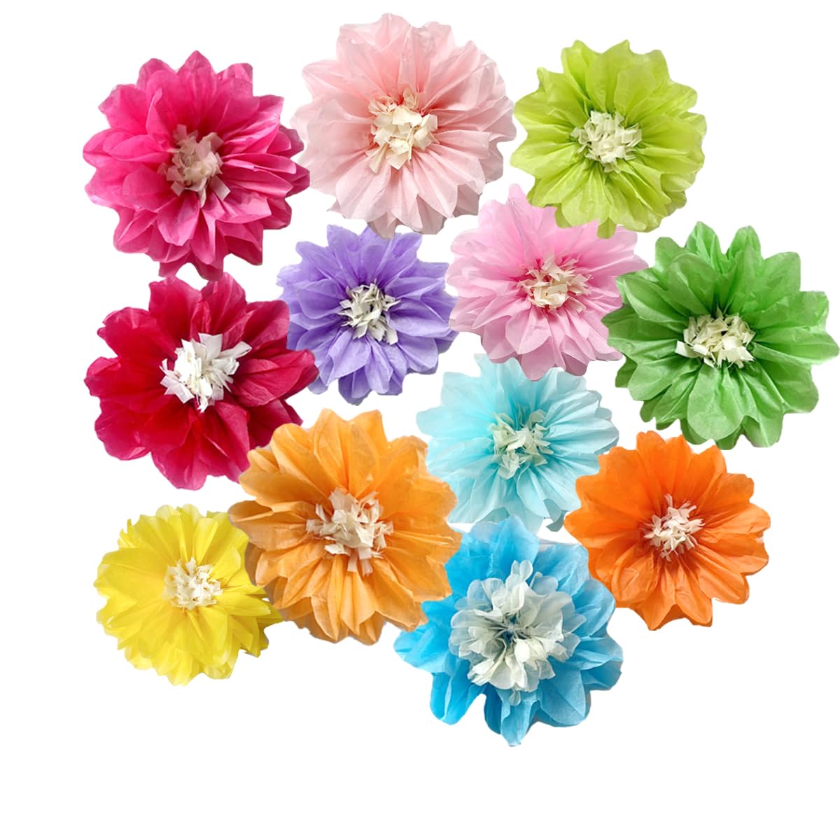 Photo 1 of 12pcs 8in 10in Tissue Paper Pom Poms Paper Flower Decorations Party Decorations Hanging Flowers for Wedding Birthday Baby Shower Nursery Wall Decor Multi-1