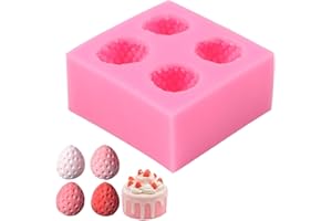 4-Cavity Strawberry Silicone Mold, 3D Non-Stick Baking Mold for Chocolate, Candy, Cake Decor, Flexible Strawberry Fondant Mol
