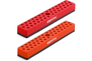 EMENTOL 2PCS 1/4" Magnetic Bits Holder Set - Red and Orange, 86PCS Hole, Bit Organizer with Strong Magnetic, Magnetic Bits Organizer, 2 Pieces