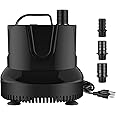 Simple Deluxe 660GPH Bottom Suction Submersible Water Pump (2500L/H, 45W) with 8.2ft High Lift, 3 Nozzles for Fish Tank, Pond, Aquarium, Hydroponics