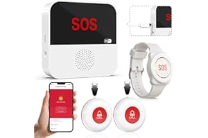SanJie WiFi Rechargable Caregiver Pager Emergency Alert System with 2 Call Buttons, 1 Alert Watch & 1 Receiver for Seniors, Elderly, Patients, Disabled at Home - Supports 2.4GHz Wi-Fi Only