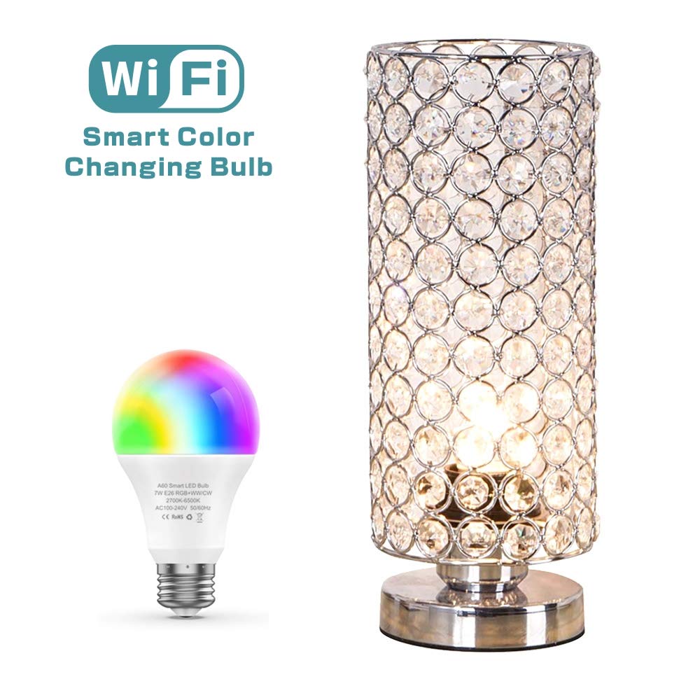 Zeefo Crystal Table Lamp Nightstand Decorative Room Desk Lamp Night Light Lamp Table Lamps For Bedroom Living Room Kitchen Dining Room Silver Cjp Org In