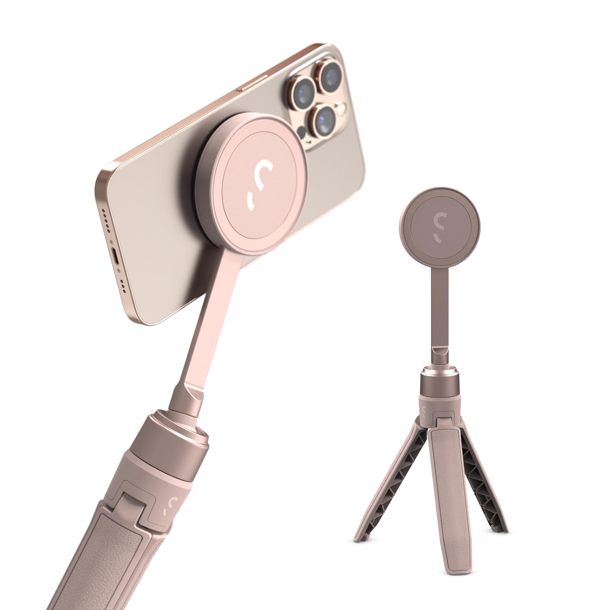 ShiftCam SnapPod - Video Selfie Stick and Tripod - Magnetic Mount Snaps on to Any Phone - Tiltable Design | Chalk Pink