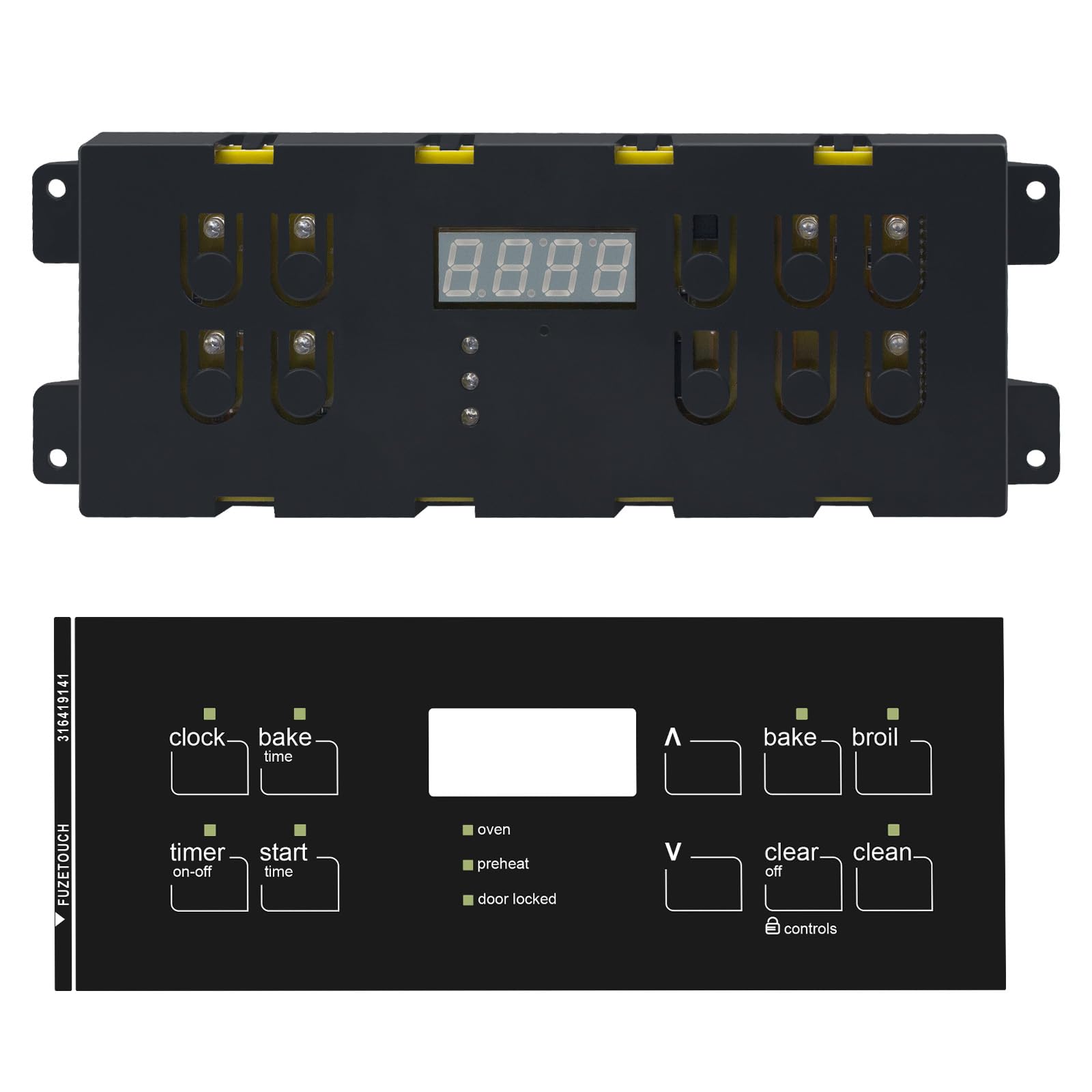 Photo 1 of 316557118 Oven Control Board Replacement Compatible with Frigidaire Kenmore Electronic Clock/Timer Display 316418208 316557108, 120V, 60 Hz (Include The Covering Panel)