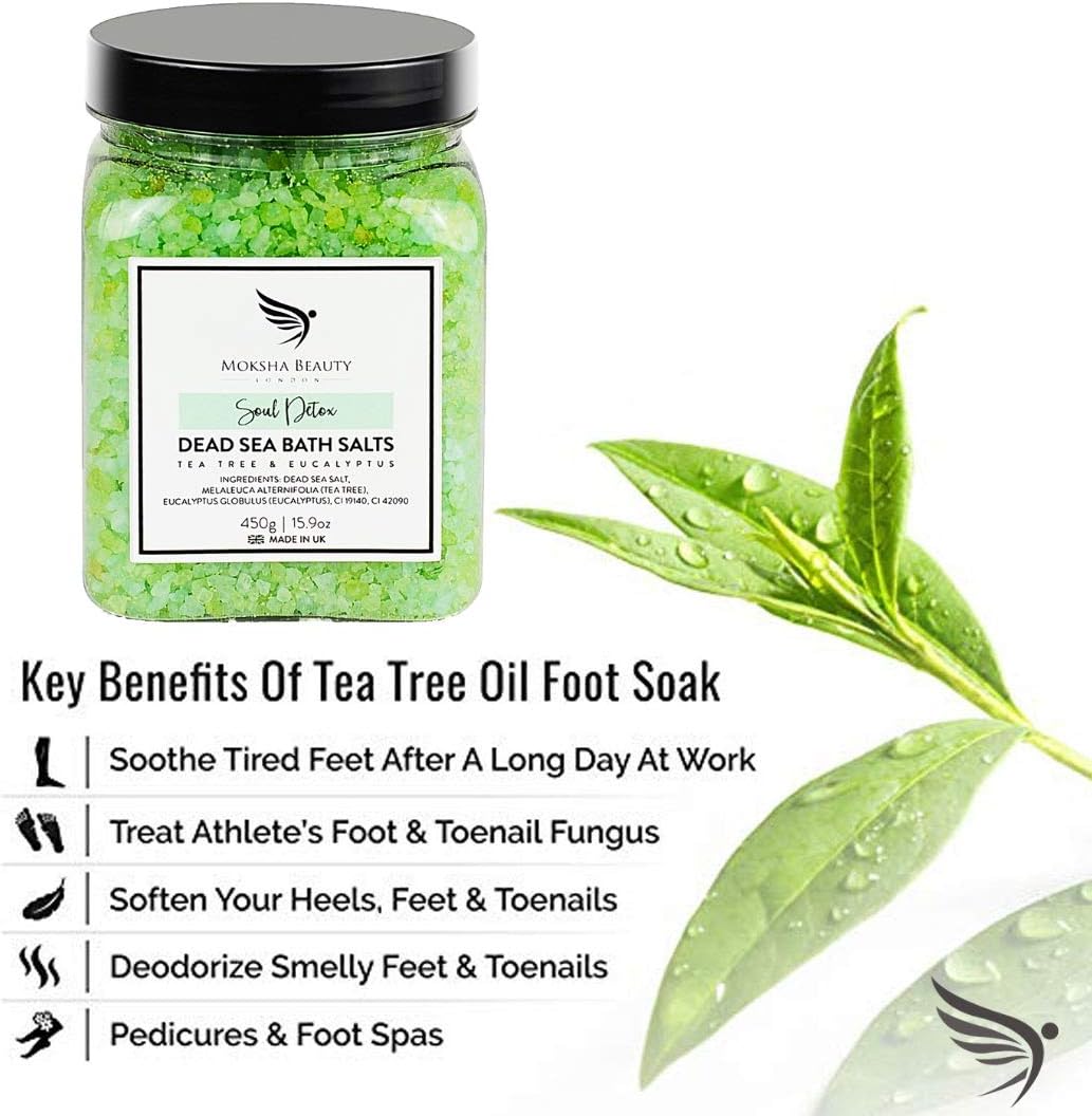 Foot Spa Salts with Tea Tree Oil, Natural Dead Sea Bath Salts for Men & Women, Tea Tree Foot Soak Aromatherapy Bath Salts - Image 5