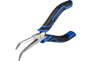 SPEEDWOX Bent Needle Nose Pliers with Smooth Jaw for Jewelry Making Fishing Hook Remover Long Angled Needle Nose Pliers for J