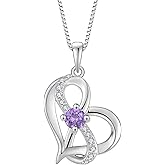 CARICY Love Heart Necklace for Women 925 Sterling Silver Infinity Pandent Necklace with Cubic Zirconia Jewelry for Her Birthday Christmas