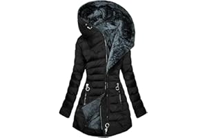cllios Women's Warm Winter Jackets Fleece Lined Parka Coat Thermal Hooded Jacket Outdoor Outerwear Ski Snow Jacket Plus Size