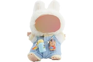 BEOFINEST Clothes for Labubu, Accessories for Labubus, Clothes Set for Labubu Dolls, Adorable Chic 2 PCS Set Ornaments Jumpsuit for LABUBU Doll Accessories (No Doll) (Jumpsuit-Blue)