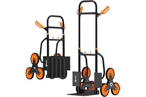 TEPROVO Stair Climbing Hand Truck 440lb，Heavy Duty Dolly Cart for Stairs，Thickened Upgraded Steel Tube Folding Stair Climbing Trolley with Six Wheels and Telescoping Handle