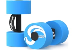 Sunlite Sports Water Weights Pool Exercise Dumbbells, Water Aerobic Equipment, High-Density EVA-Foam Dumbbell with Handle Strip, Aqua Therapy, Pool Fitness, Water Exercise, Set of 2