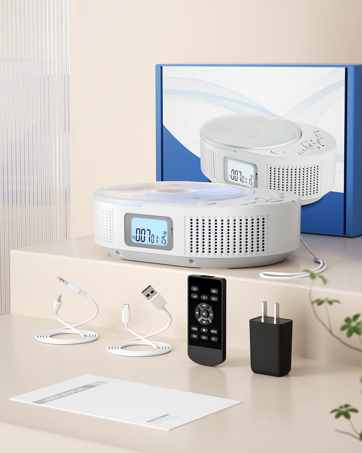 CD Player Portable, FELEMAN Upgraded Boombox CD Player & Bluetooth Speaker 2 in 1 Combo, Rechargeable Portable CD for Car/Home with Remote Control, FM Radio, Support AUX/USB, Headphone Jack