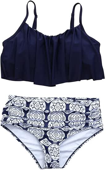 DEELIN Bikini De Cintura Alta Sin Espalda Estampado De Moda De