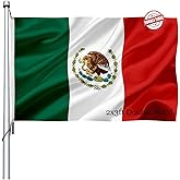 Mexico MX Flag 2x3 Outdoor Double Sided - Vivid Color Polyester Canvas Header and 4 Rows Stitched - Mexican National Flags with Brass Grommets