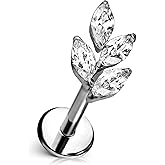 Cords Club Frozen Leaf Flat Back Stud – ASTM-F136 Implant Grade Titanium - Push Pin Design for Sensitive Ears – Available in 18K Gold Plated & Titanium Silver (Single Earring)