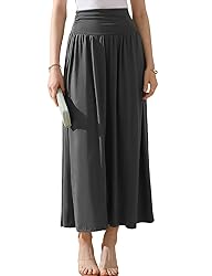 DOUBLJU Casual High Waisted Maxi Skirts with Pocket