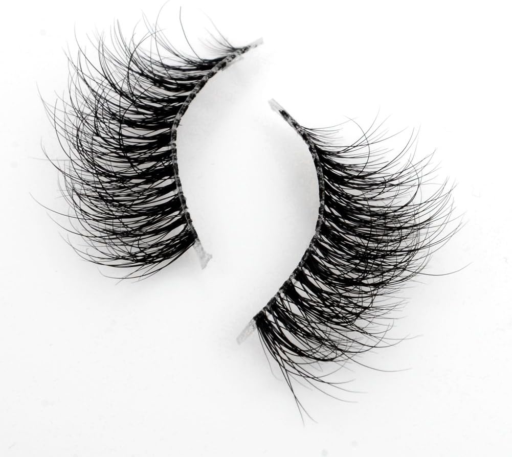 Arison 3D Mink Lashes False Fake Eyelashes Transparent Band Wispy Strips Silk Reusable Handmade Real Long Fur Soft Dramatic Natural Look 1 Pair Package for Women Makeup (TD04N)