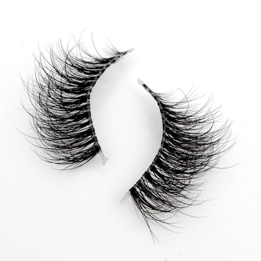 Arison 3D Mink Lashes False Fake Eyelashes Transparent Band Wispy Strips Silk Reusable Handmade Real Long Fur Soft Dramatic Natural Look 1 Pair Package for Women Makeup (TD04N)