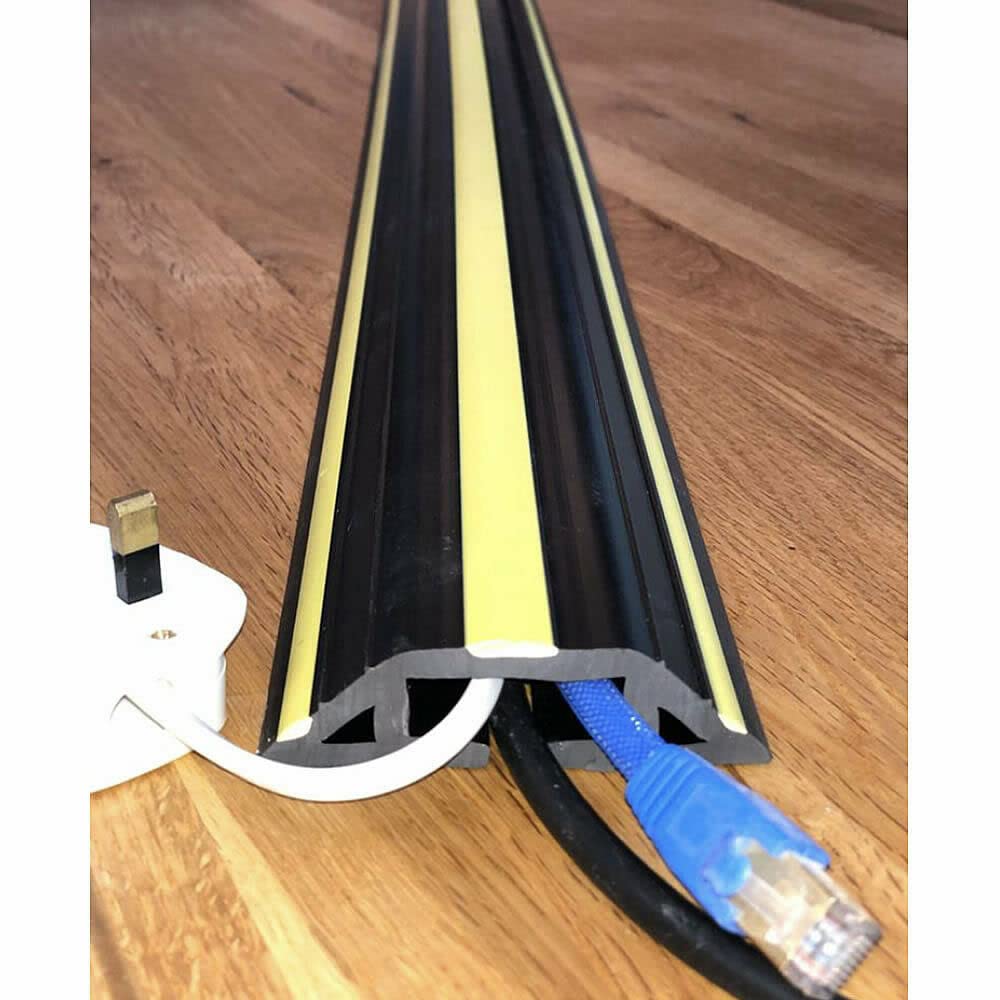 Floor Cable Cover Protector | Rubber SafetyTrunking | Wire lead trip bumper (2 METRE STRIPE)