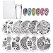 Biutee Nail Stamping Plates 10Pcs Kit with Clear Jelly Silicone Nail Art Stamper Scraper Stamping Template Image Plates Nail Stamp Plate Tool