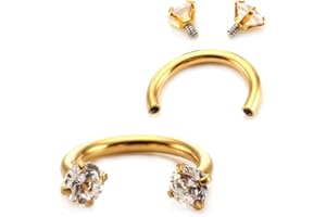 Jovivi 2-5pcs 16G Stainless Steel Cubic Zirconia Horseshoe Multi-functional Lip/Nose/Nipple/Eyebrow Captive Hoop Ring Barbell Tragus Cartilage Stud Earrings 5/16"
