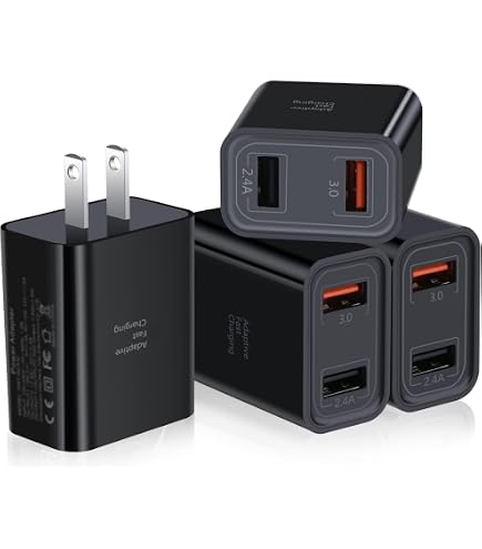 Aioneus Cargador USB, 33W 4 Puertos Quick Charge 3.0 Cargador USB De