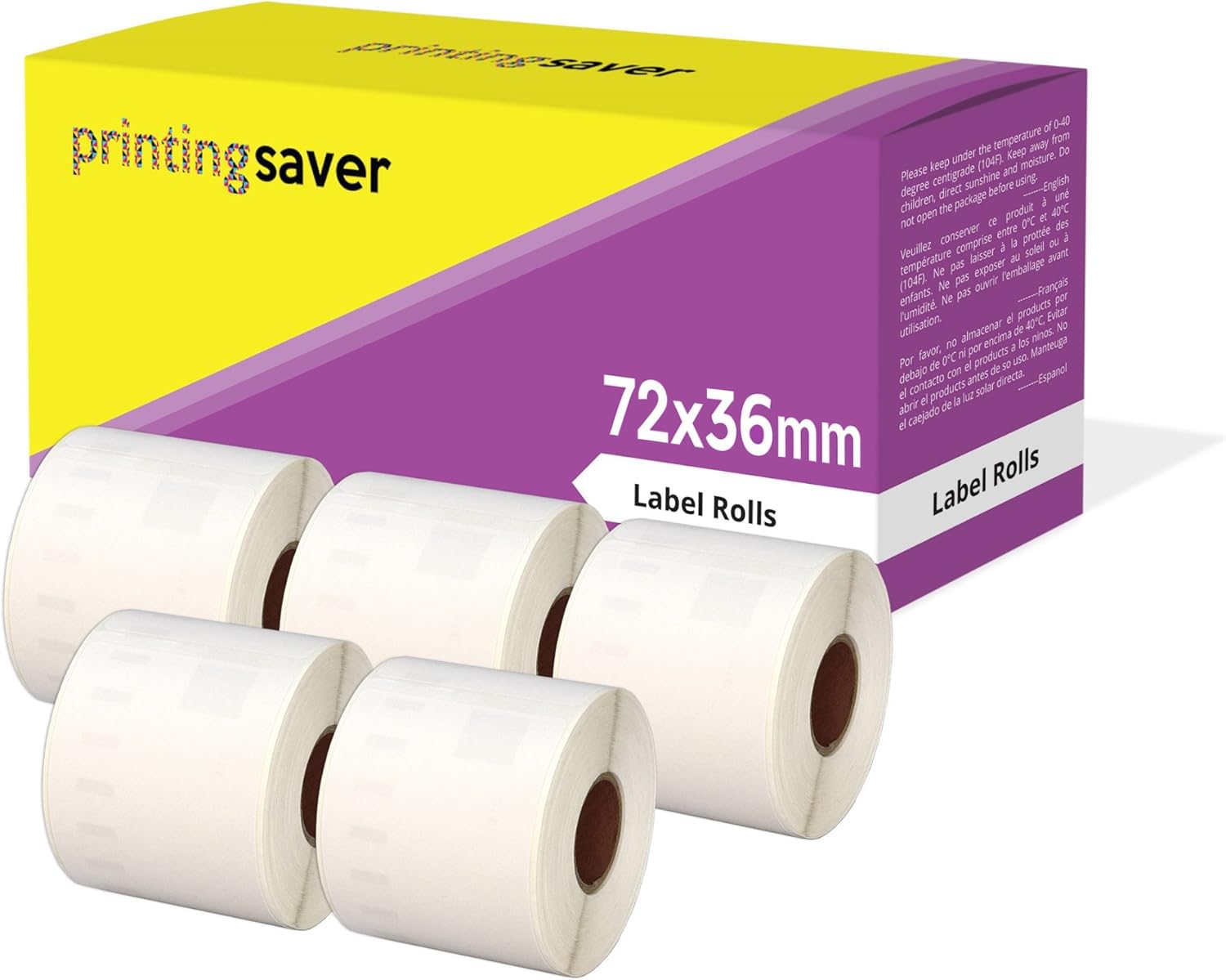 5 Compatible Rolls 72mm x 36mm White Direct Thermal Labels for Zebra GK420d GK420t GC420d GX420d GX420t GC420t GX430t GT800 LP2844 TLP 2844 Citizen CL-S521 CL-S621 CL-S631 (1000 Labels per Roll)