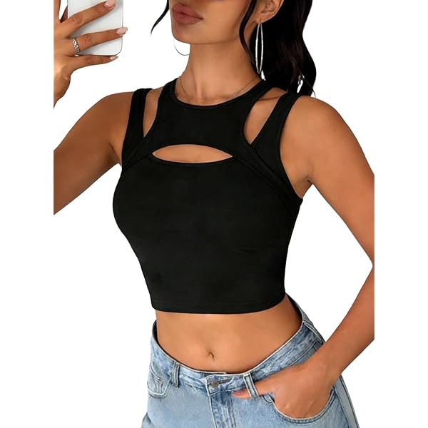 Milumia Women's Cut Out Gothic Tank Top Sexy Going Out Crop Tops