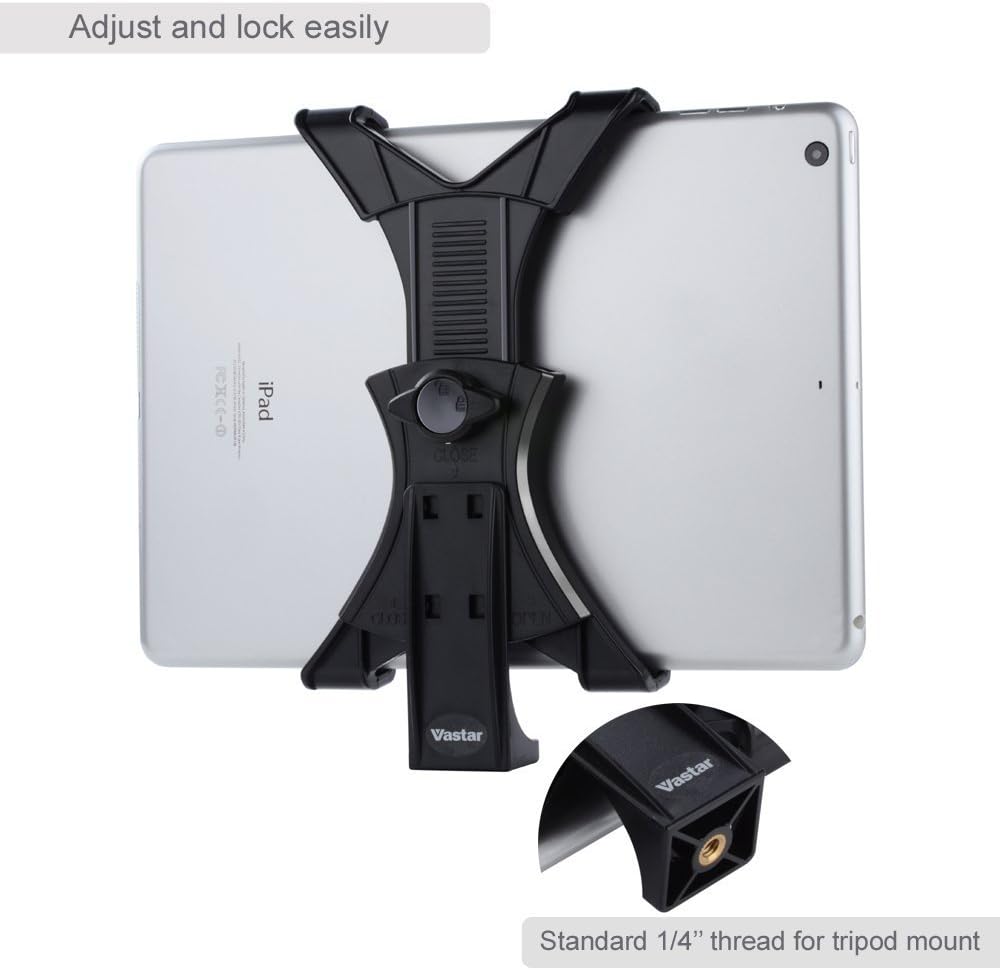 Vastar iPad Tripod Mount Universal Tablet Tripod Holder Adapter for iPad, iPad Air 2,iPad Mini,Samsung Galaxy Tab,Tab Pro,Tab S, Microsoft Surface,Google Nexus,Selfie Stick,Monopod,ipad Pro 10.5