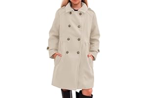 RRHSS Girls Winter Dress Coat Kids Fashion Button Down Lapel Jacket Outerwear with Pockets 5-14 Years