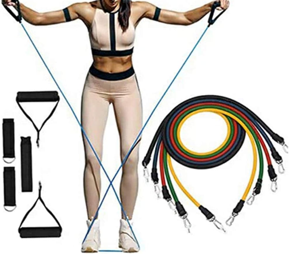 Inwinner 11Pcs Resistance Bands Set with Door Buckle Ankle Strap Handles Bag for Weights Exercise Fitness Workout
