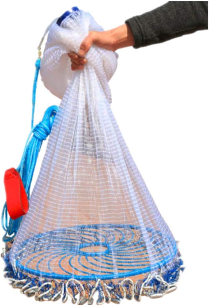 Ez4garden Saltwater Fishing Cast Net for Bait Trap Fish Throw Net,7FT（210cm Radius,Fishing line