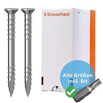 Belko Terassenschrauben Edelstahl A2, 5,0 x 80-100 Stk, JD Plus T25, inkl. TX25 Bit, Senkkopf Rostfrei Stainless Steel