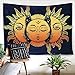 BLEUM CADE Psychedelic Tapestry Indian Moon and Sun with Many Fractal Faces Tapestry Celestial Energy Mystic Tapestries Wall Hanging Tapestry for Bedroom Living Room Dorm (51.2