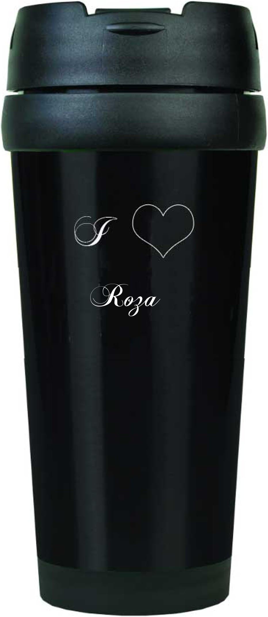 Personalized 16 oz. stainless steel tumbler with I Love Roza (first name/surname/nickname)