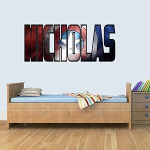 L Personalised Marvel Shield Childrens Name Stickers Wall Art Decal Vinyl for Boys/Girls Bedroom
