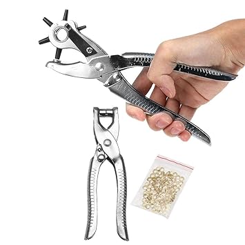 Ascension  2 in 1 Leather Belt Hole Punch, Eyelet Pliers and Snap Button Setter Tool Kit (Silver) -Set of 2