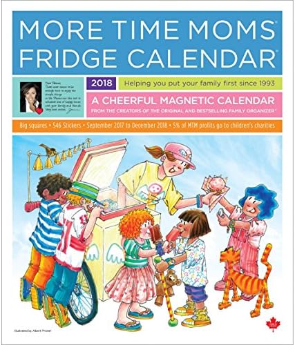 More Time Moms - 2018 Deluxe Fridge Calendar Family Organizer - September 2017 To December 2018
