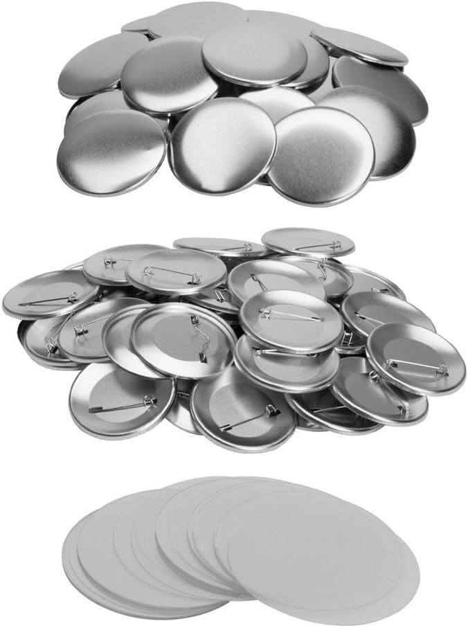 500 Sets 2 Inch & 50mm Blank Round Plastic-Back Button & Badge Components with Pin Button Supply (2 Inch(50mm))