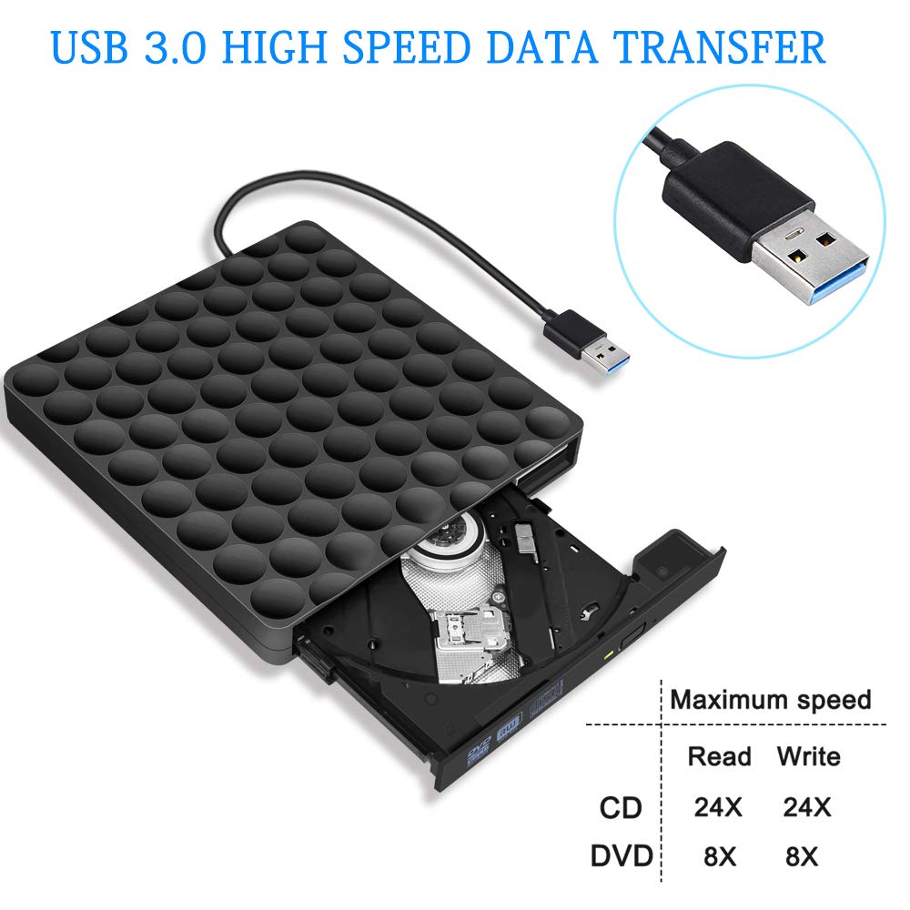 External CD Drive USB 3.0 Burner CD/DVD +/-RW Drive External DVD Drive Rewriter Burner External CD/DVD Drive for Laptop/Desktop/Windows/Linux/Mac OS