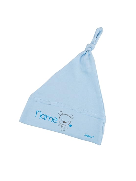 Striefchen® Hellblaue Babymütze mit Namen als Geschenk zur Geburt für Jungen