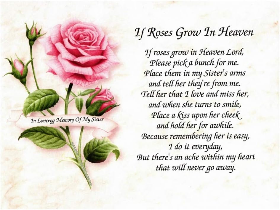 Amazon Com In Memory Of Sister If Roses Grow In Heaven Gift For