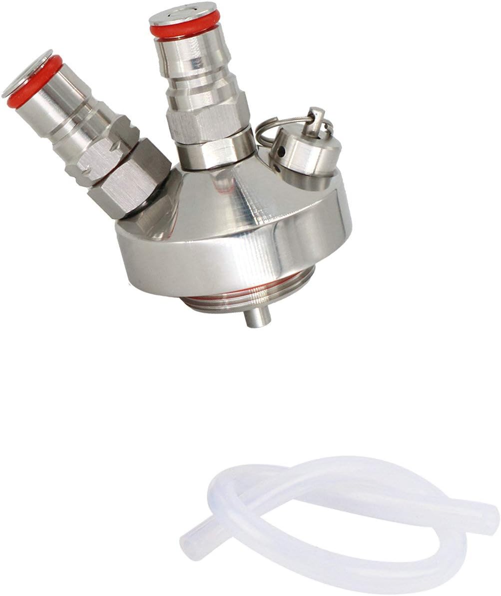Double Ball Lock Mini Keg Dispenser,304 Stainless Steel Mini Keg Tap Dispenser with 20'' beer hose for Mini Craft Beer Keg Growler Homebrew Spear