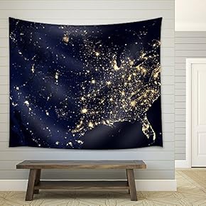 USA Territory with Different Time Zones - Fabric Wall Tapestry Home Decor - 51x60 inches