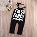 Newborn Baby Girls One-pieces Infant I am so fancy Printed Clothes Outfits(0-6months)/Tag 70, Black